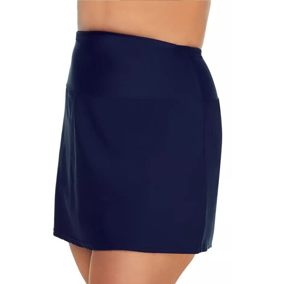 NEW Island Escape Women's Solid Tummy-Control Swim Skirt Bottom sz 8 Navy - Picture 1 of 5